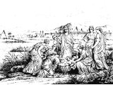 The finding of Moses (Engraving based on a picture by Nicholas Paussin)